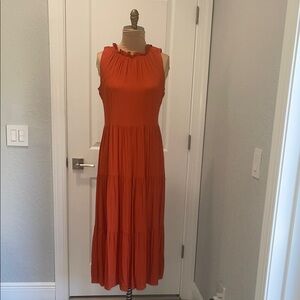 CALVIN KLEIN Sleeveless Orange Midi Dress Size 10